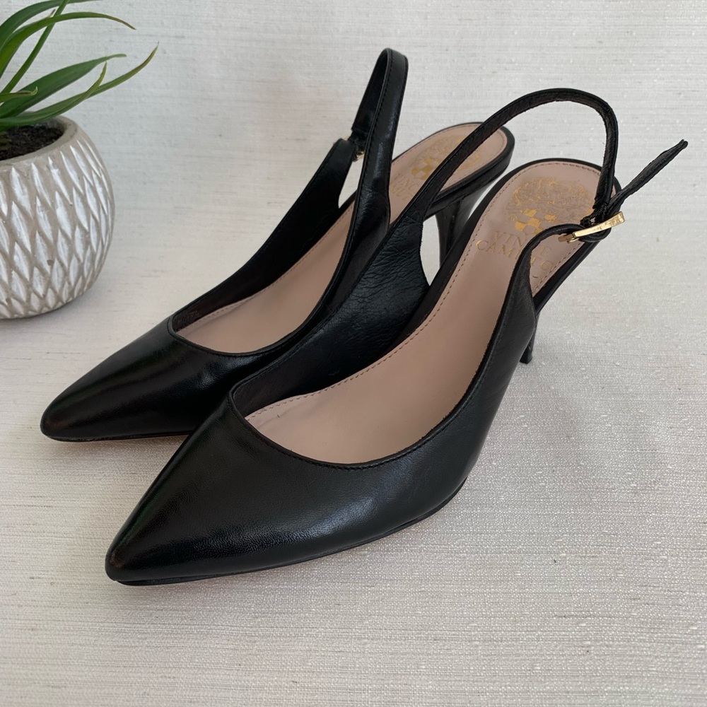 Vince Camuto Stefania Black Leather Pumps Woman’s 5.5M - Picture 6 of 10